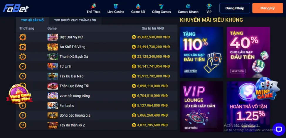 Các loại trò chơi Nổ Hũ đa dạng tại e88 Game Bài